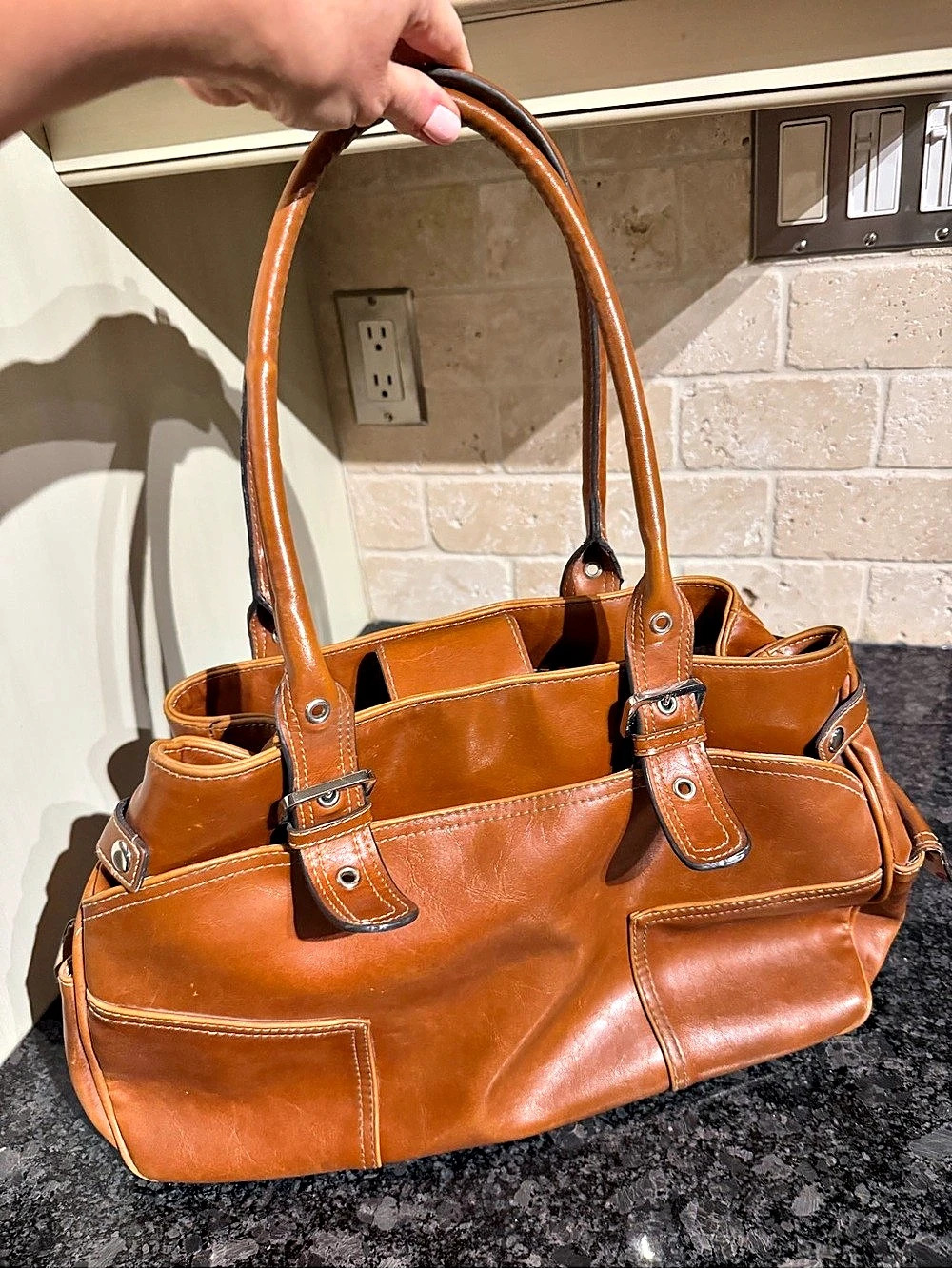 Mondani New York vegan leather brown Tote Bag